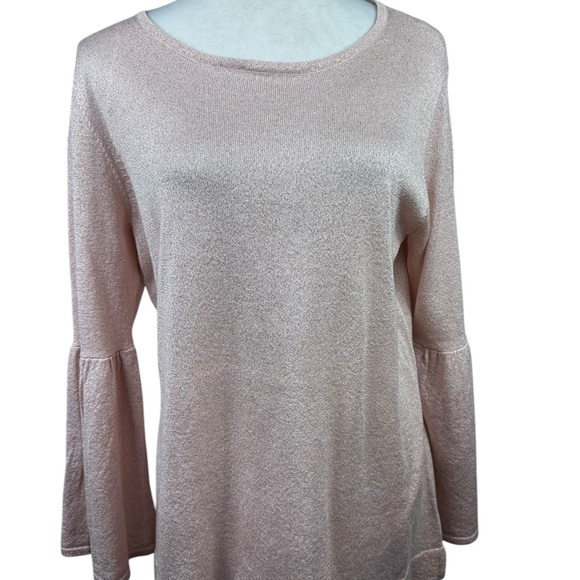 NWT Calvin Klein blush bell sleeve sweater with gold threads size large - Picture 2 of 11